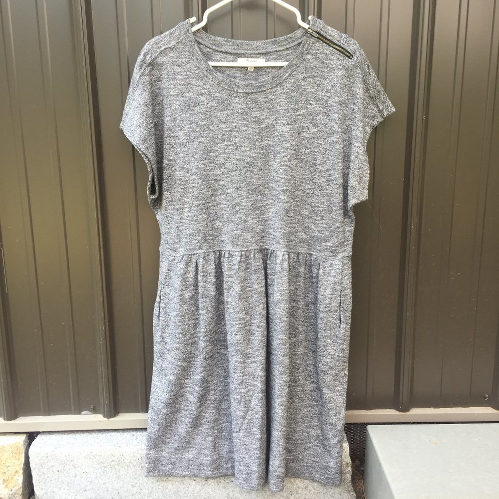 MADEWELL Heathered Jersey Dress w/ Zipper Detail